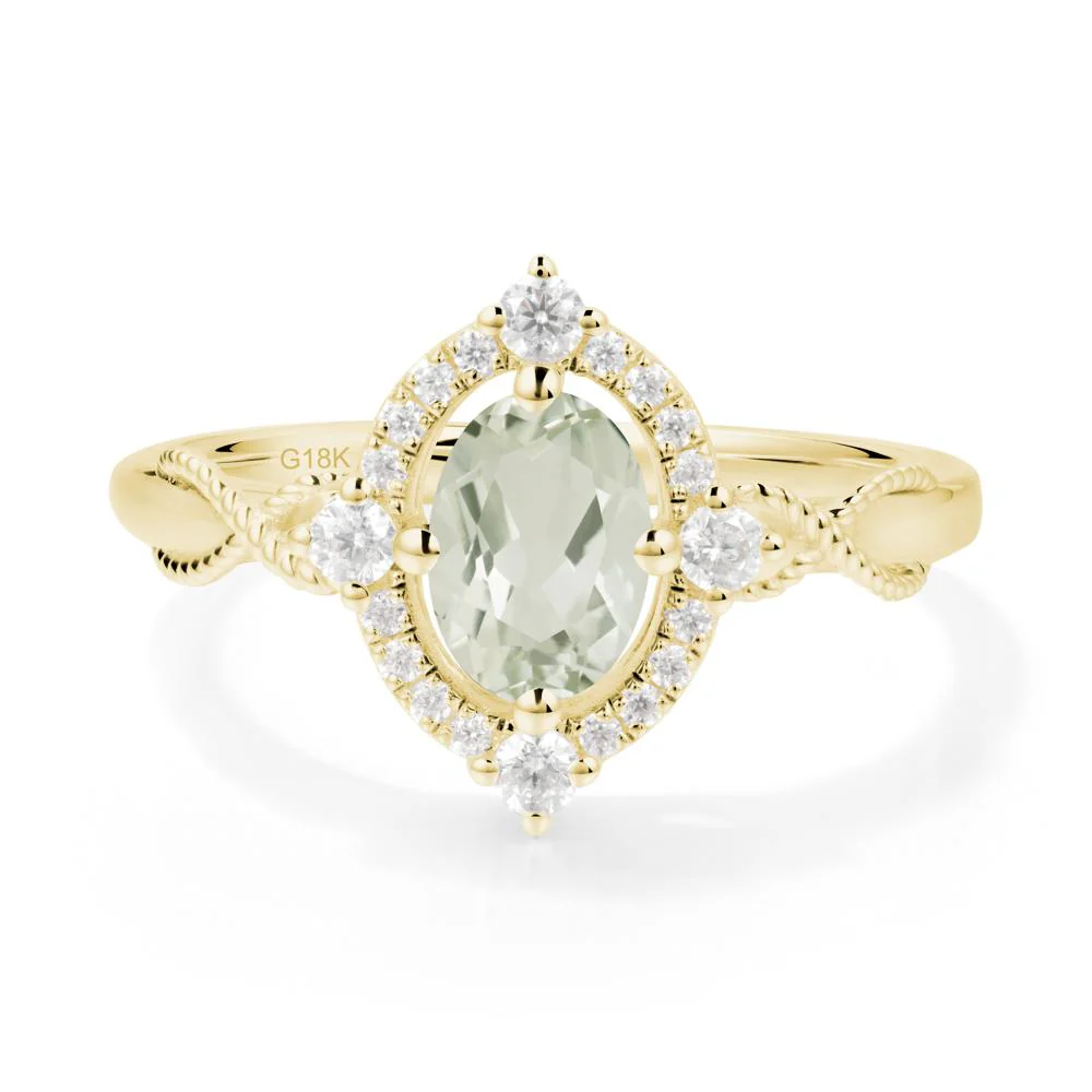 Twisted Band Green Amethyst Halo Ring - Image 9