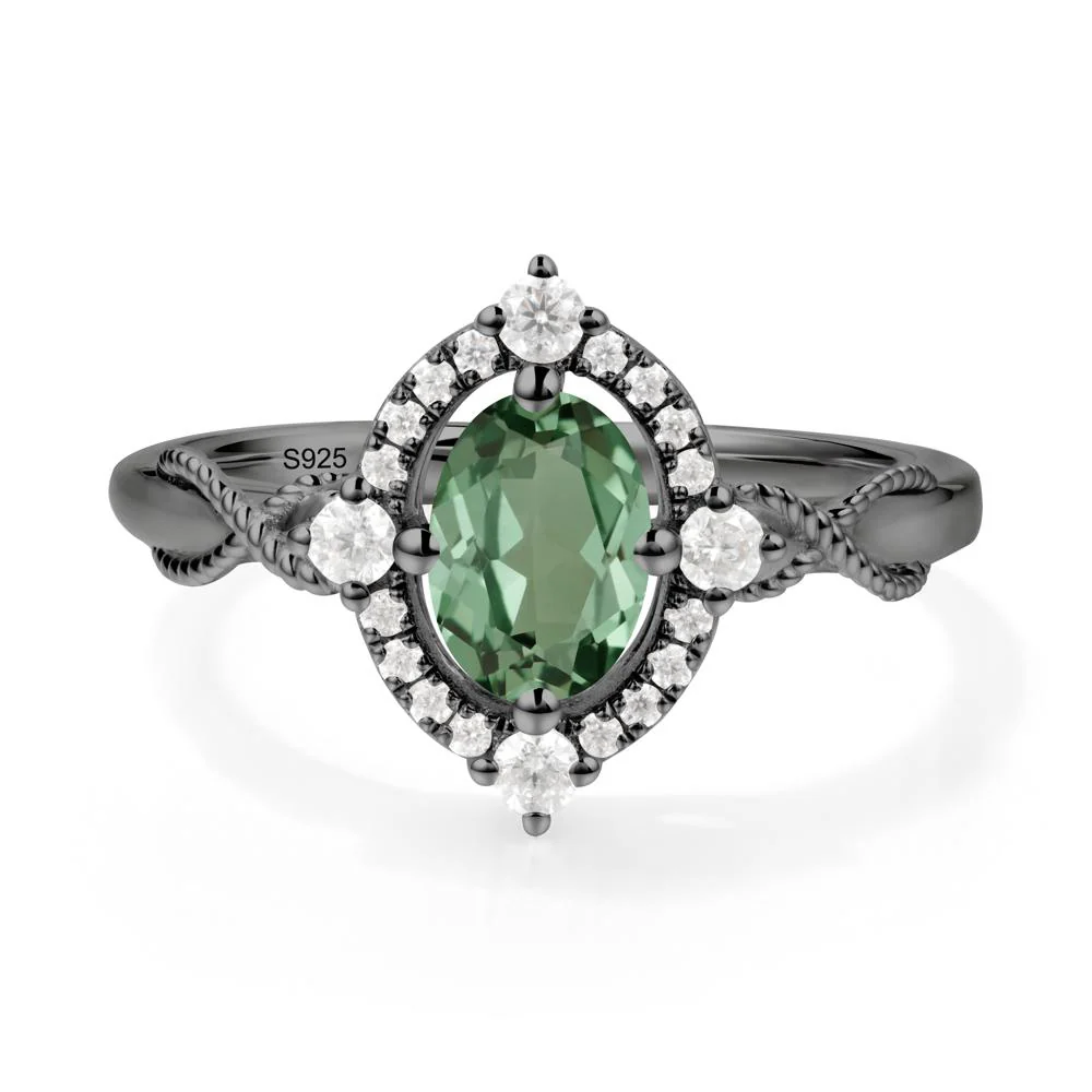 Twisted Band Green Sapphire Halo Ring - Image 3