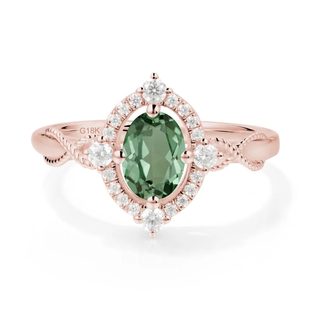 Twisted Band Green Sapphire Halo Ring - Image 5