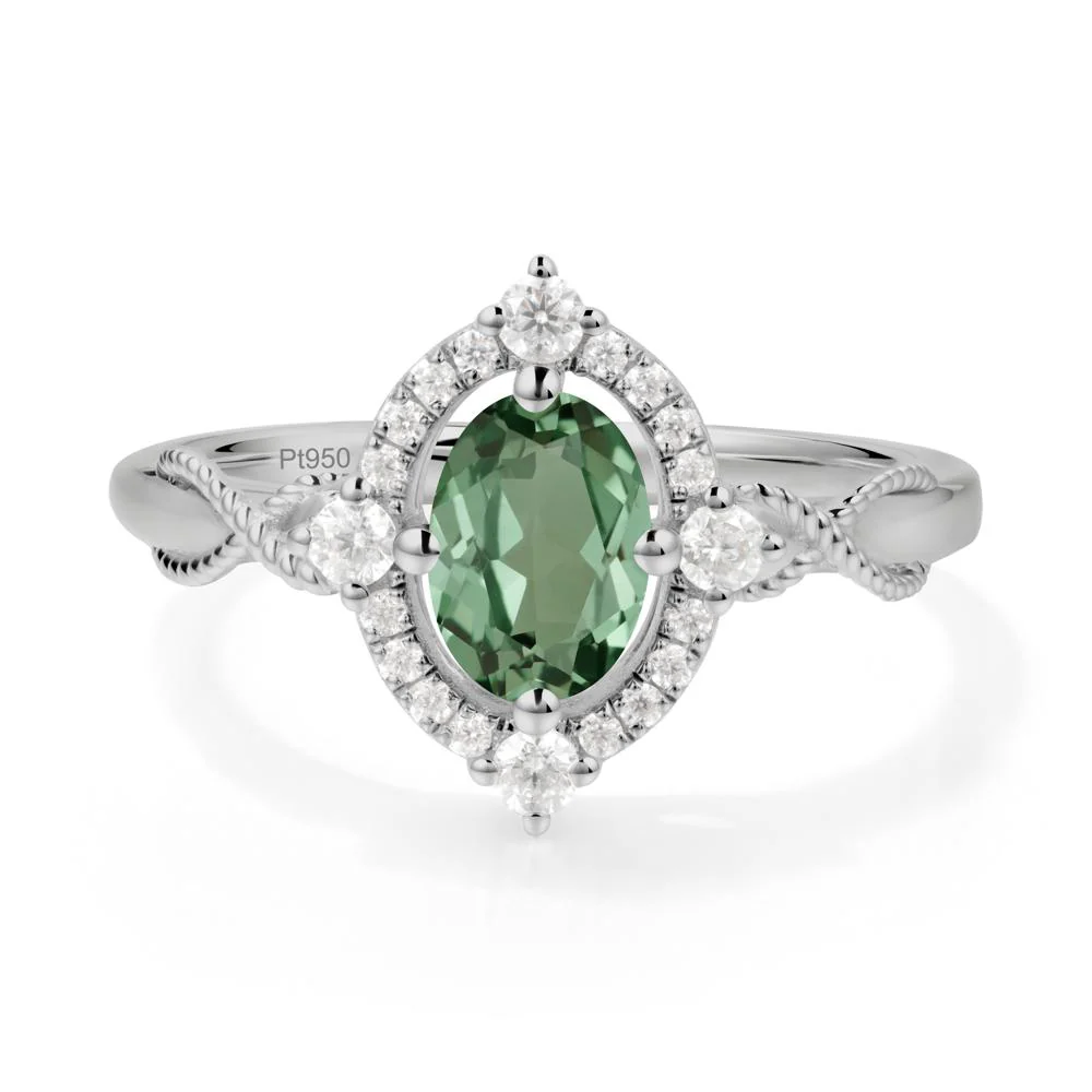 Twisted Band Green Sapphire Halo Ring - Image 6