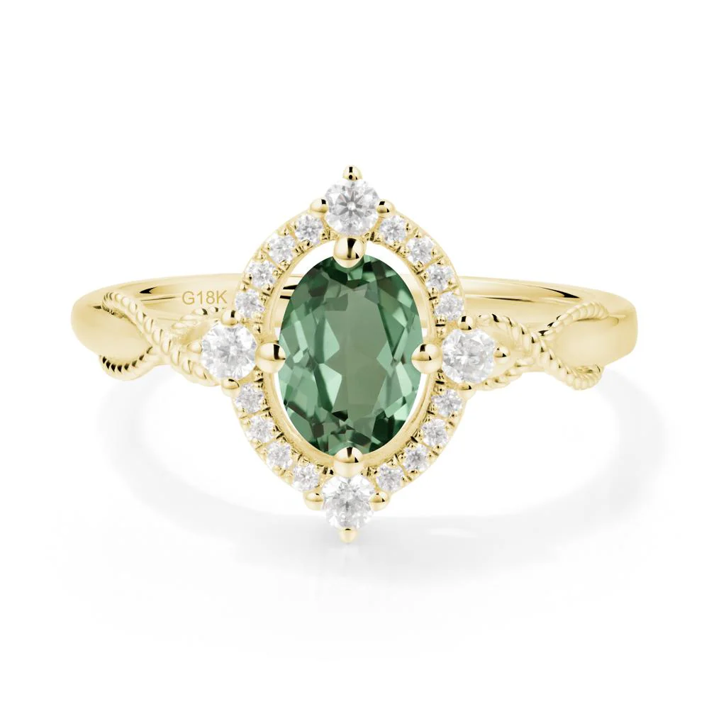 Twisted Band Green Sapphire Halo Ring - Image 9