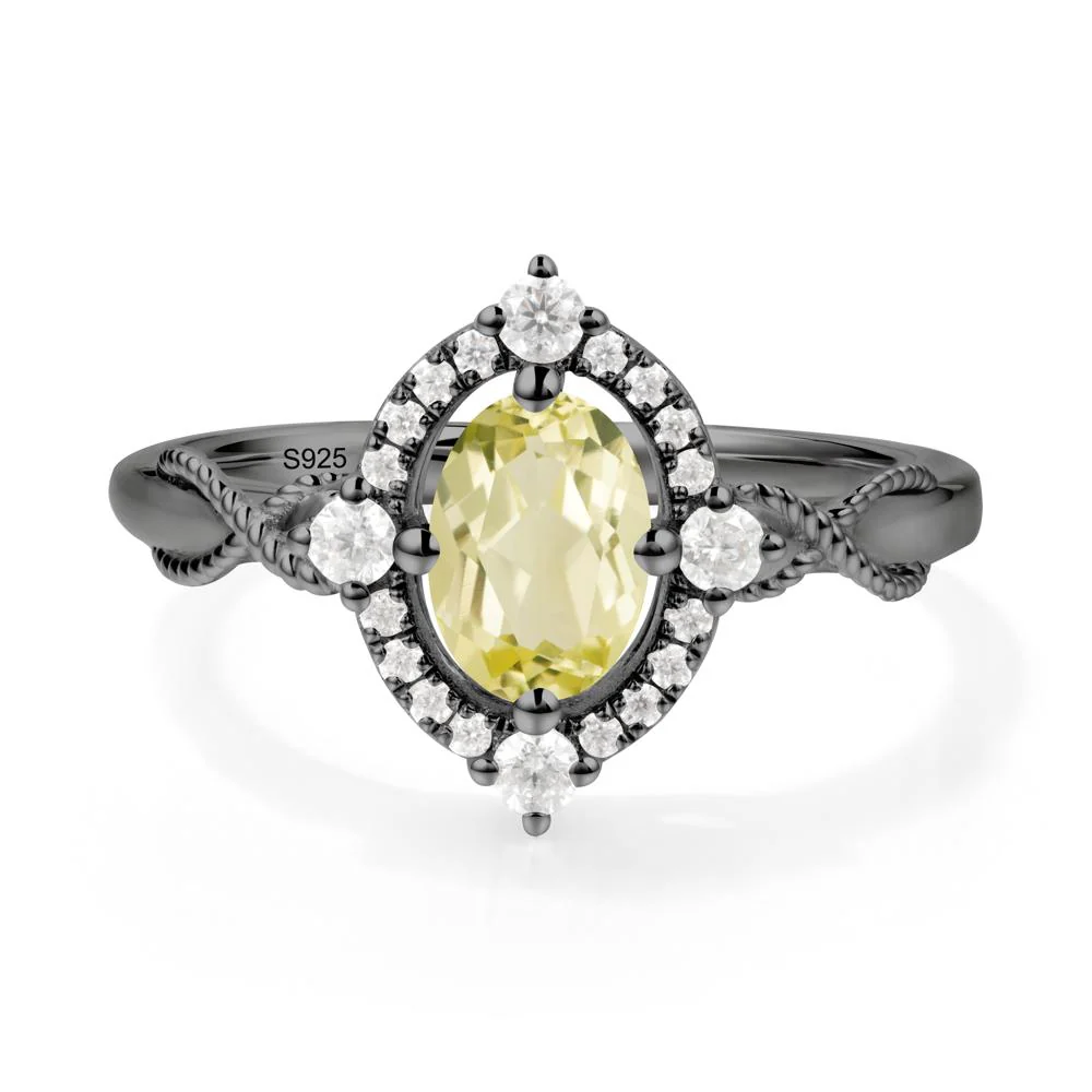 Twisted Band Lemon Quartz Halo Ring - Image 6
