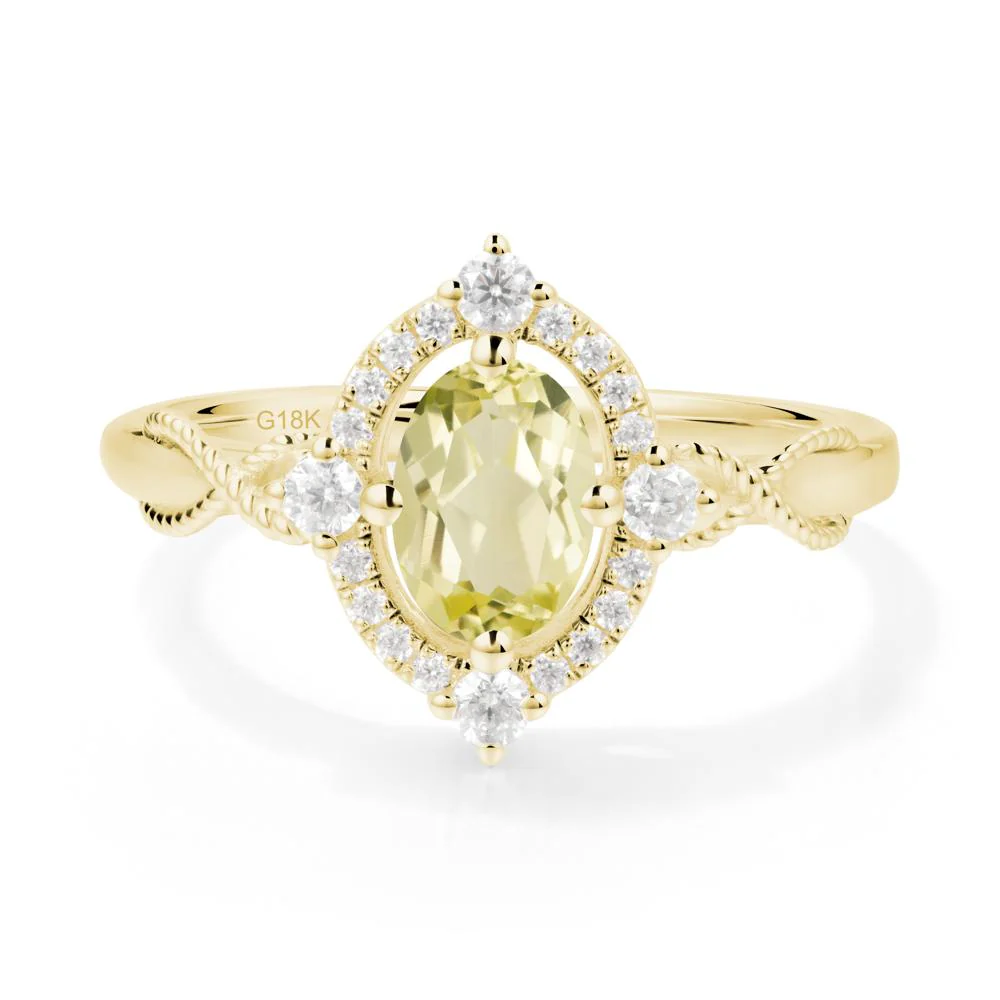 Twisted Band Lemon Quartz Halo Ring - Image 8