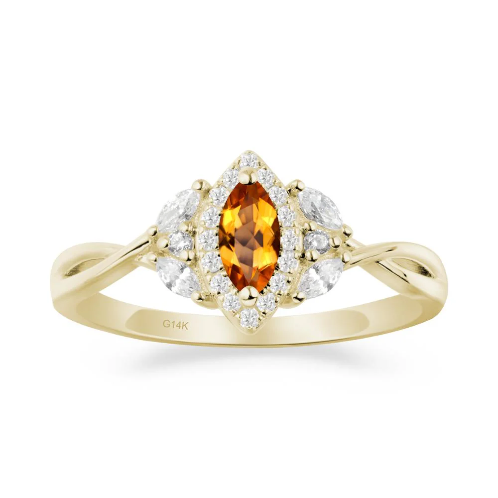 Twisted Band Marquise Citrine Halo Ring - Image 6