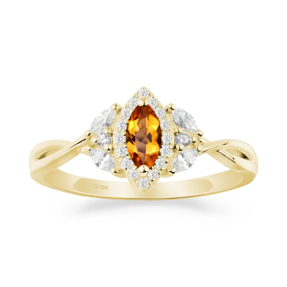 Twisted Band Marquise Citrine Halo Ring - Image 8
