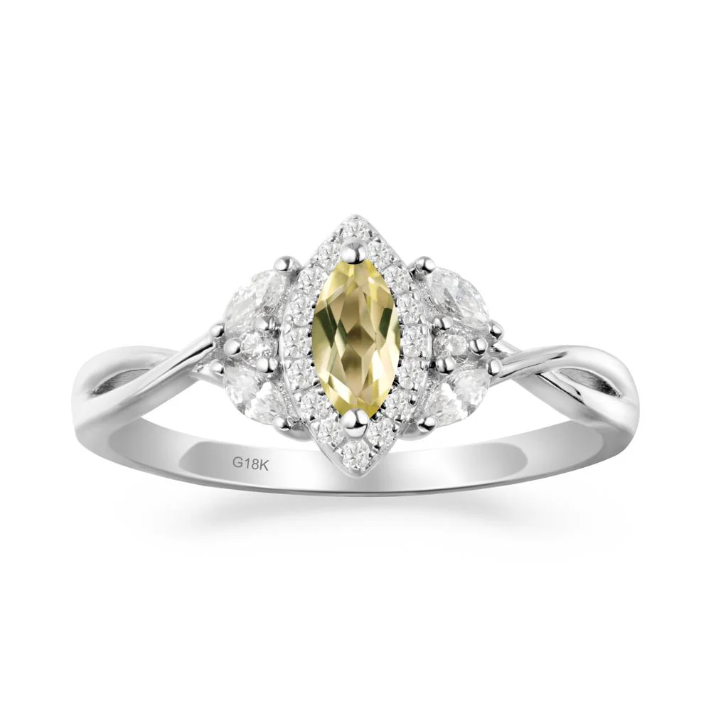Twisted Band Marquise Lemon Quartz Halo Ring - Image 5
