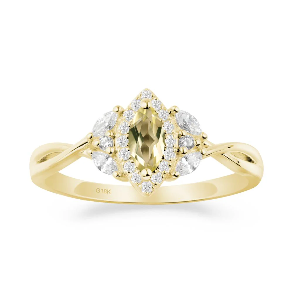 Twisted Band Marquise Lemon Quartz Halo Ring - Image 9