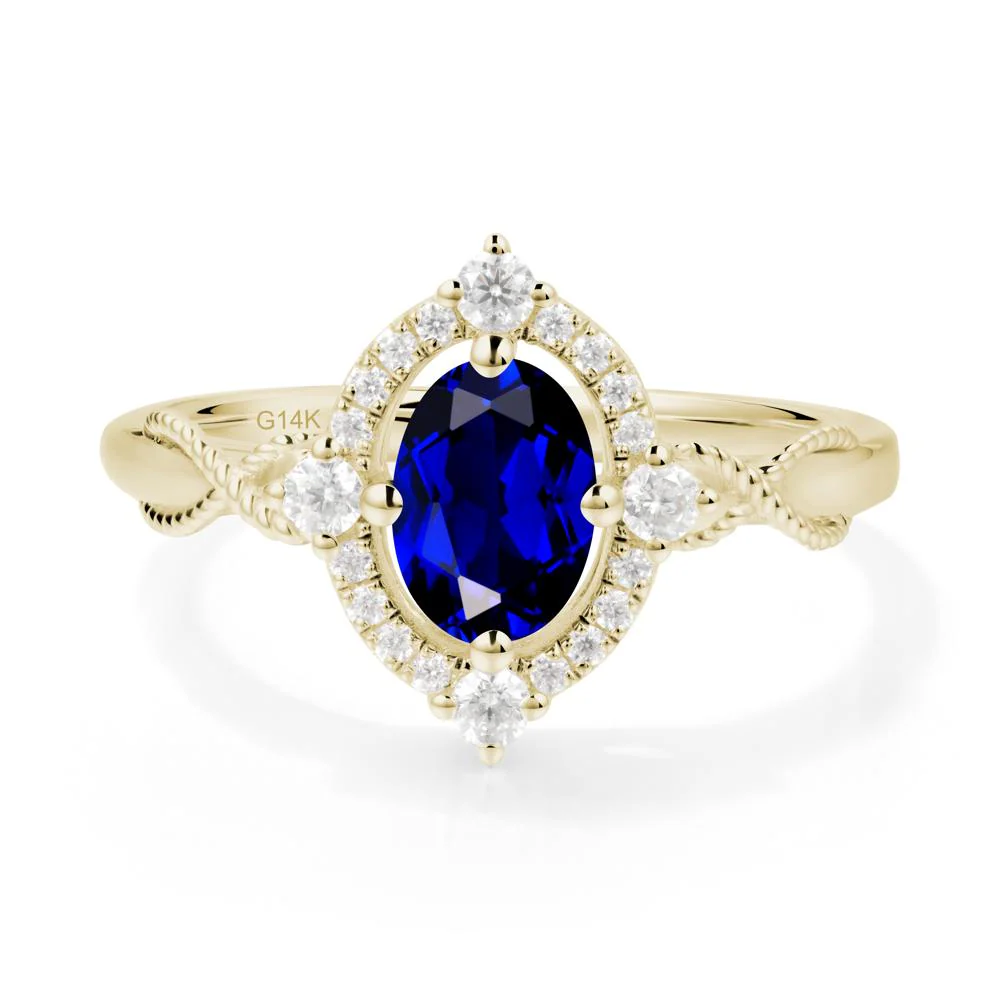 Twisted Band Sapphire Halo Ring - Image 3