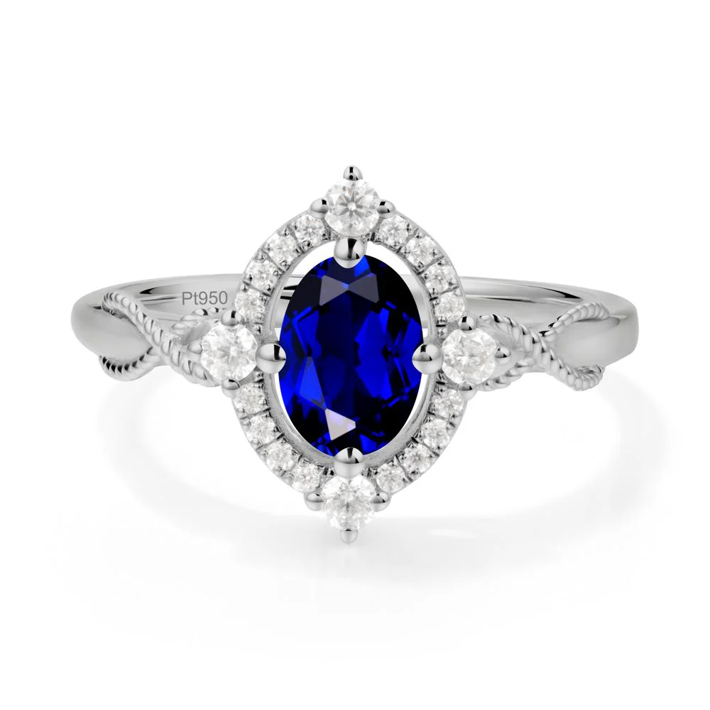 Twisted Band Sapphire Halo Ring - Image 8