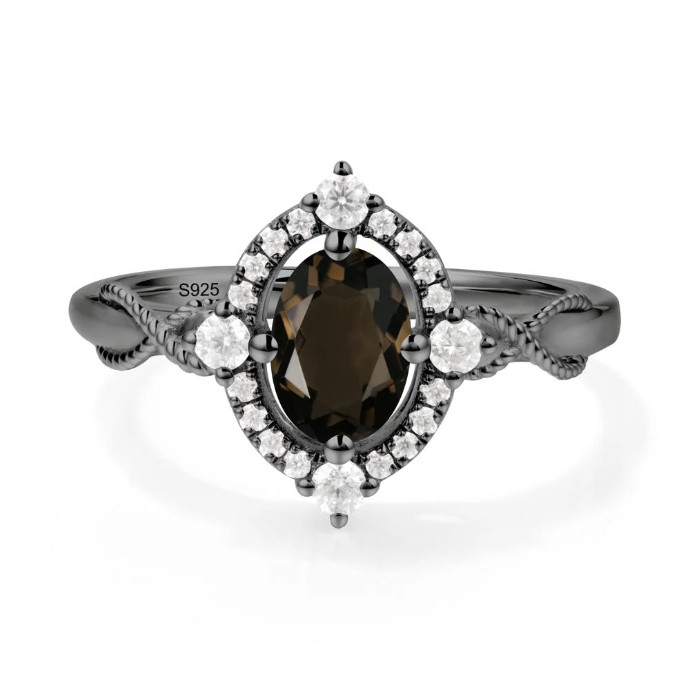 Twisted Band Smoky Quartz Halo Ring - Image 3