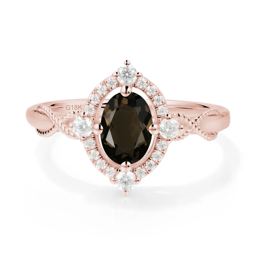 Twisted Band Smoky Quartz Halo Ring - Image 5