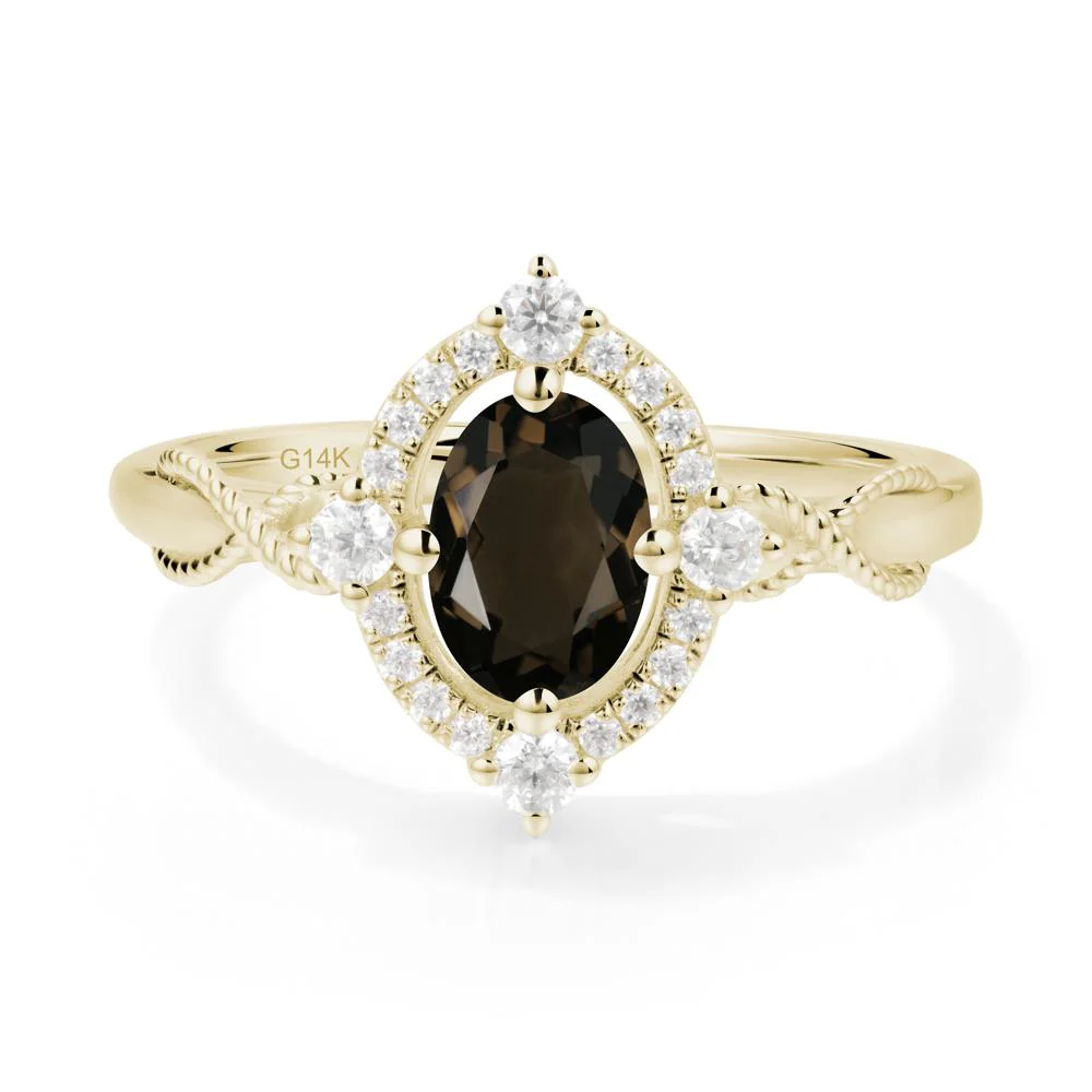 Twisted Band Smoky Quartz Halo Ring - Image 7