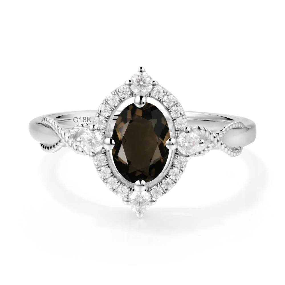 Twisted Band Smoky Quartz Halo Ring - Image 9