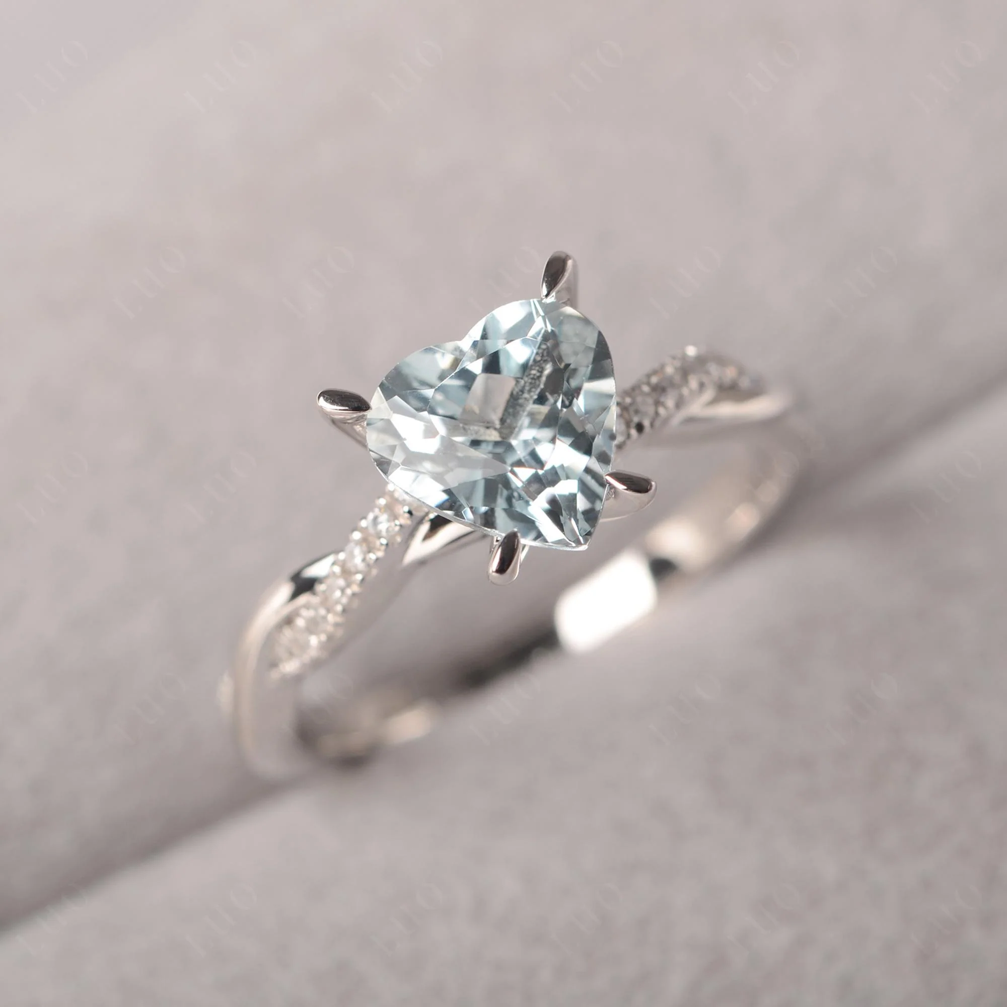 Aquamarine Twisted Shank Engagement Ring - Image 10