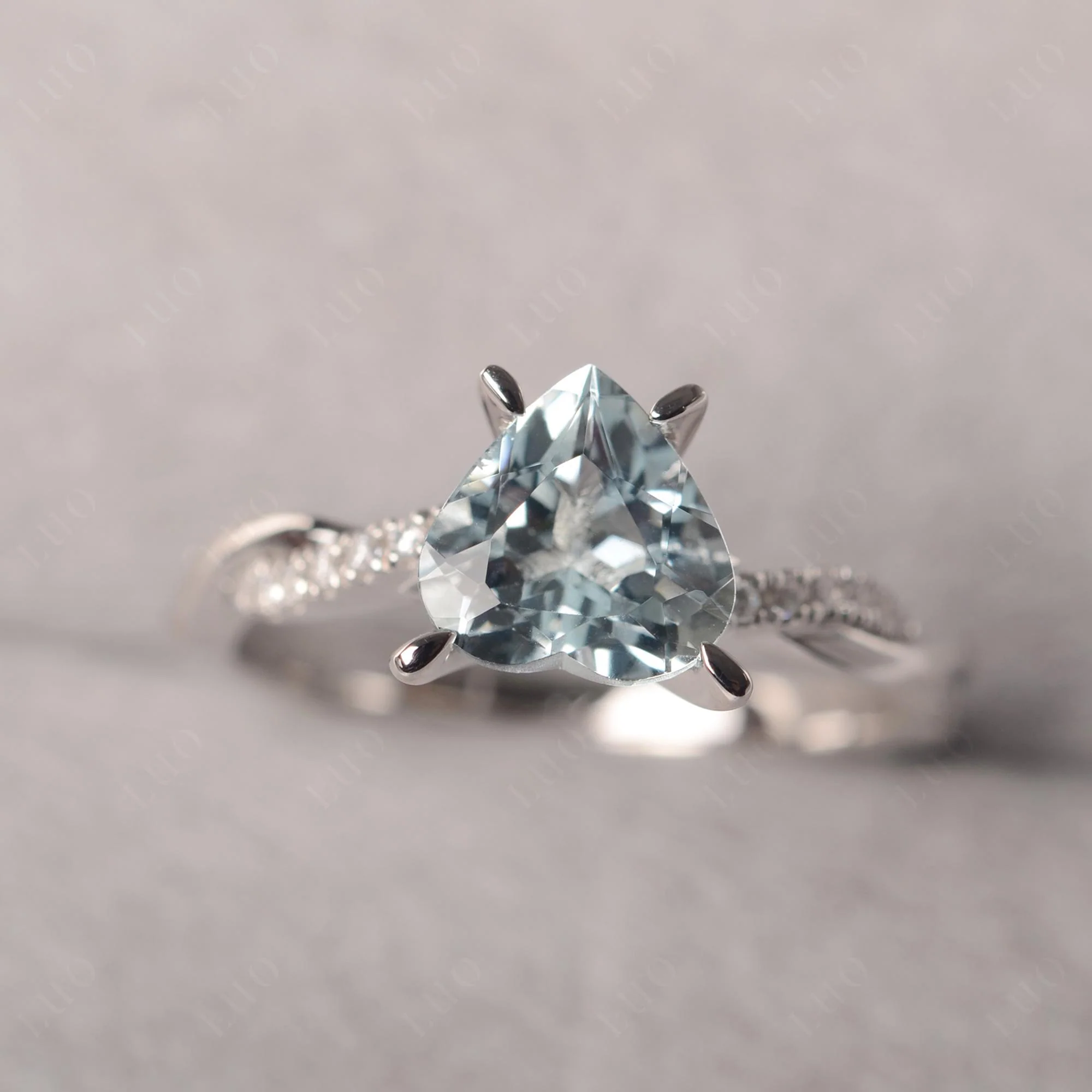 Aquamarine Twisted Shank Engagement Ring - Image 11