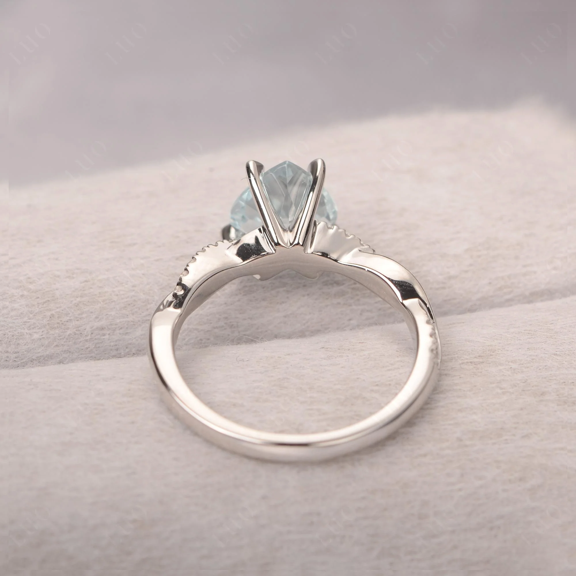 Aquamarine Twisted Shank Engagement Ring - Image 12