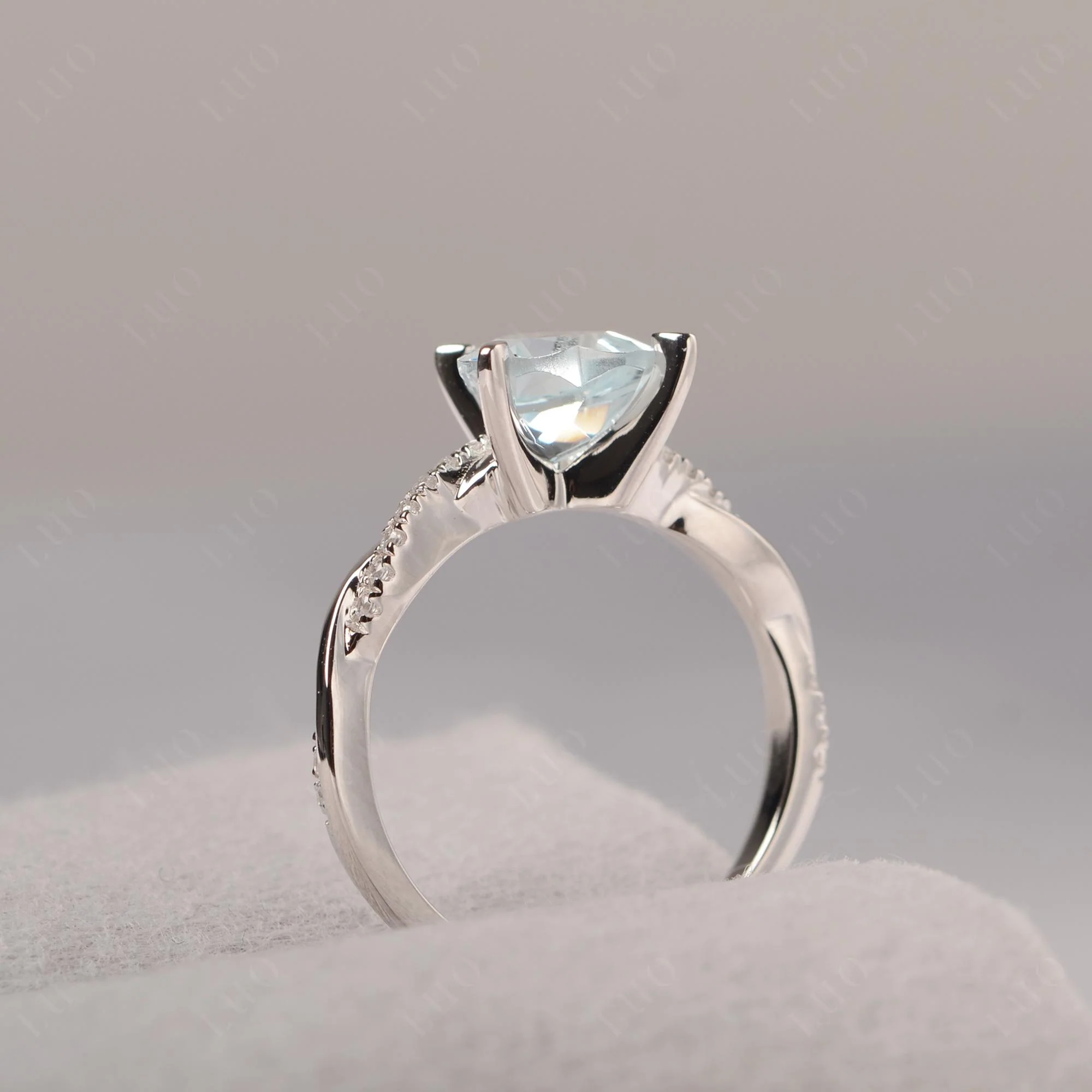 Aquamarine Twisted Shank Engagement Ring - Image 13