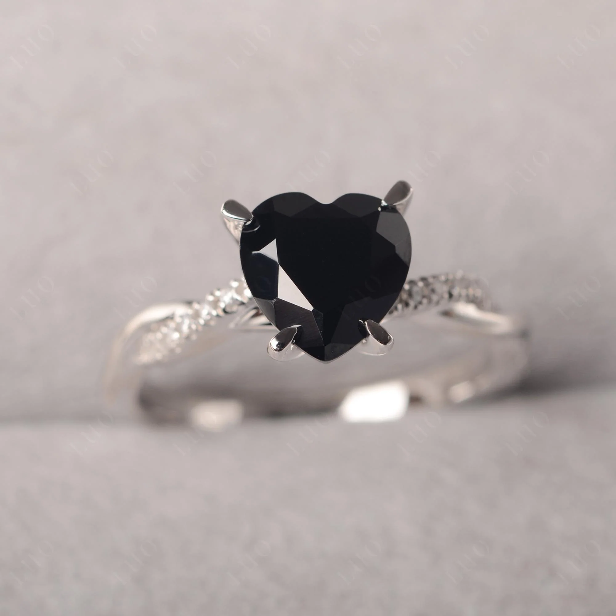 Black Spinel Twisted Pave Engagement Ring - Image 10