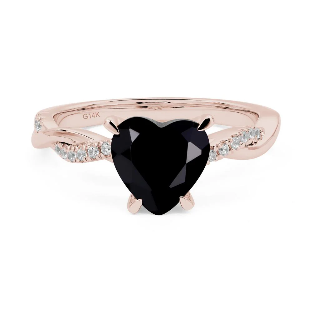 Black Spinel Twisted Pave Engagement Ring - Image 5