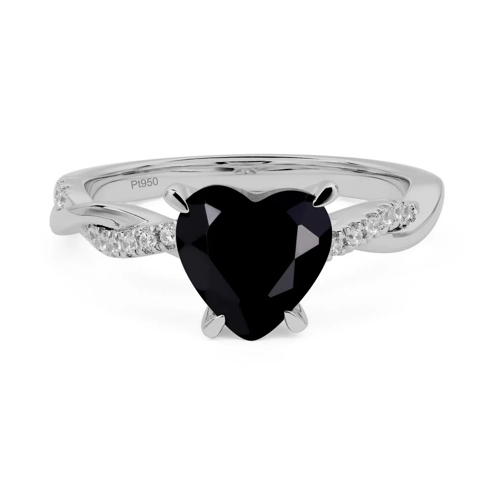 Black Spinel Twisted Pave Engagement Ring - Image 6