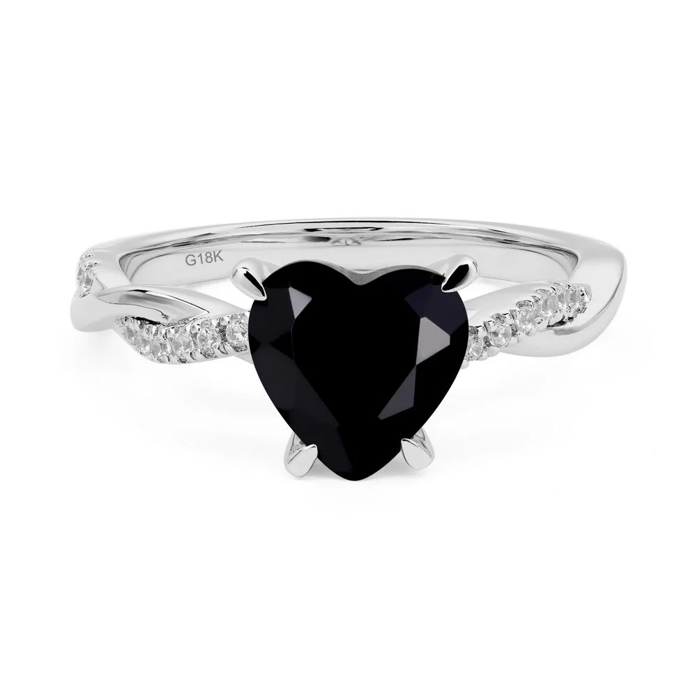 Black Spinel Twisted Pave Engagement Ring - Image 7