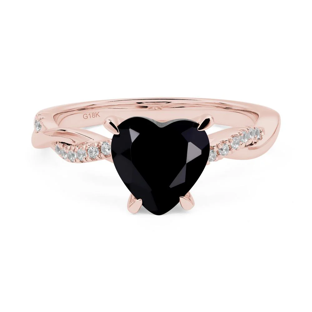 Black Spinel Twisted Pave Engagement Ring - Image 9