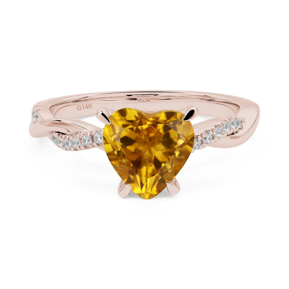 Twisted Heart Shaped Citrine Ring