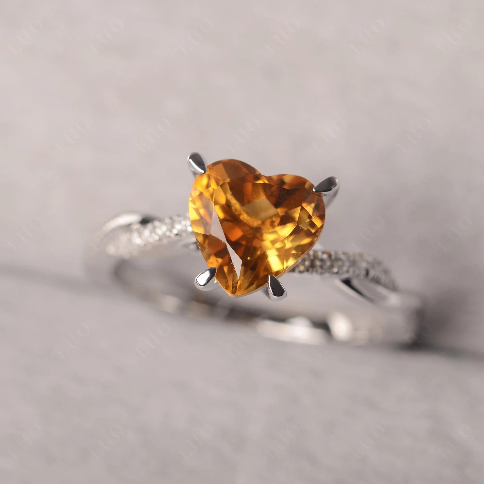 Twisted Heart Shaped Citrine Ring - Image 10