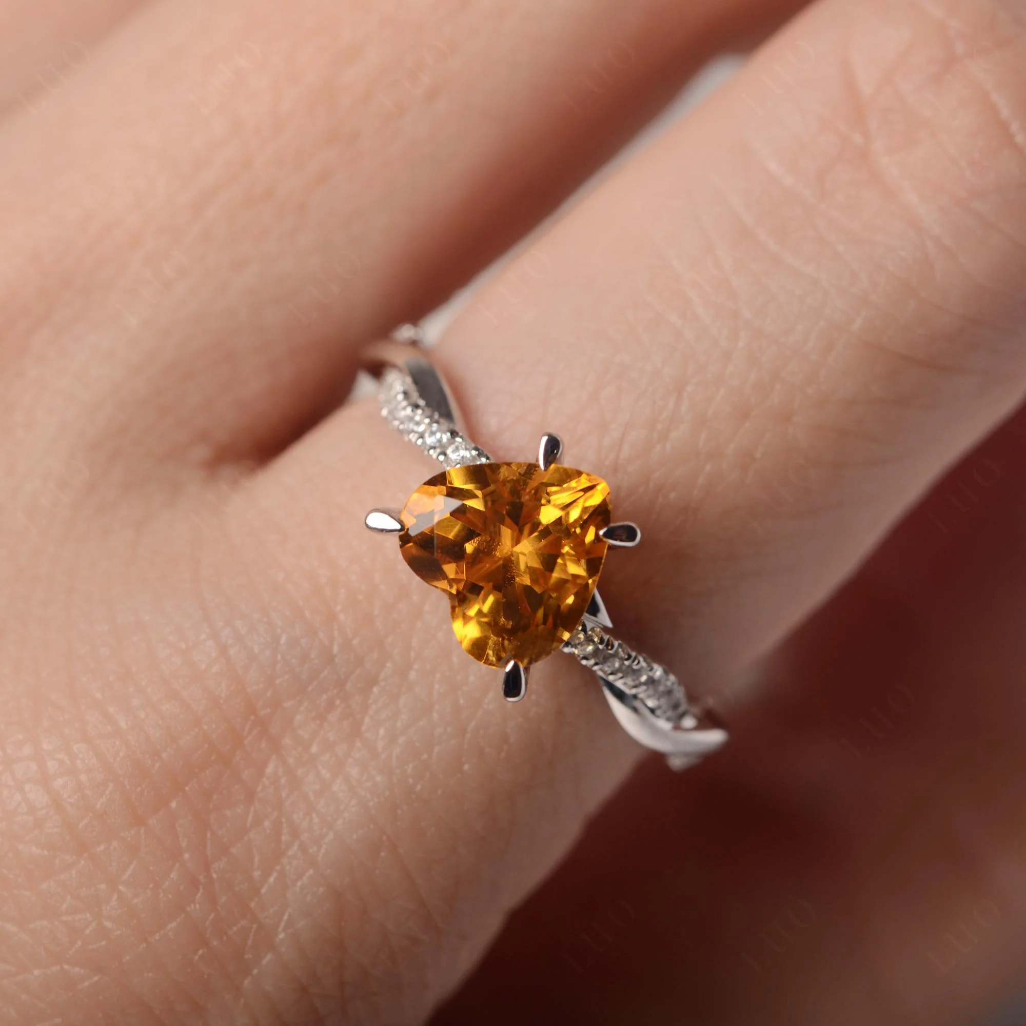 Twisted Heart Shaped Citrine Ring - Image 14