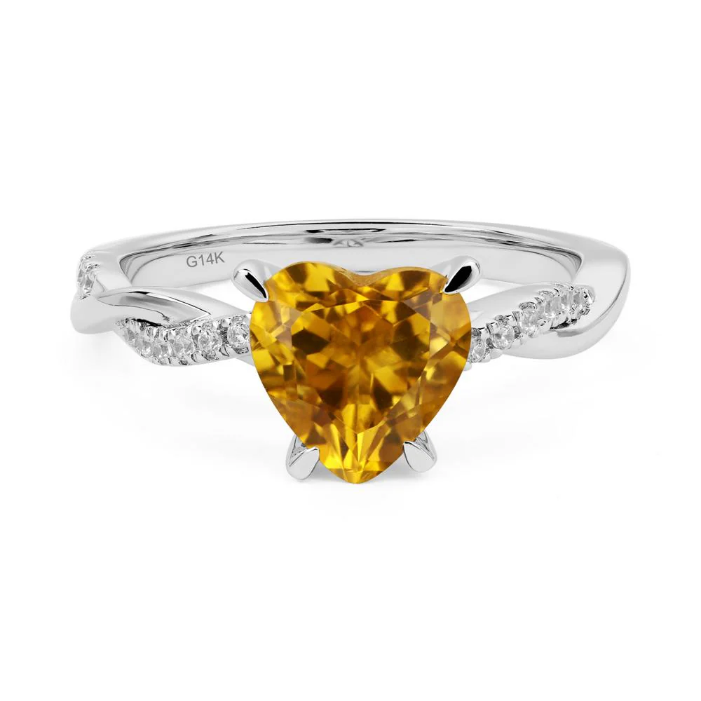 Twisted Heart Shaped Citrine Ring - Image 4