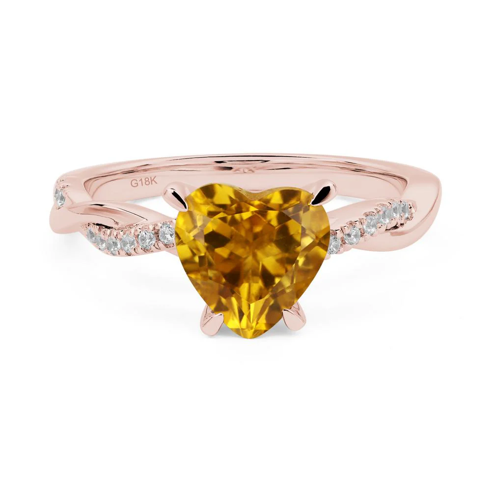 Twisted Heart Shaped Citrine Ring - Image 9