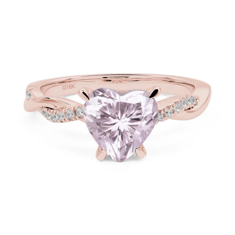 Twisted Heart Shaped Pink Cubic Zirconia Ring - Image 9