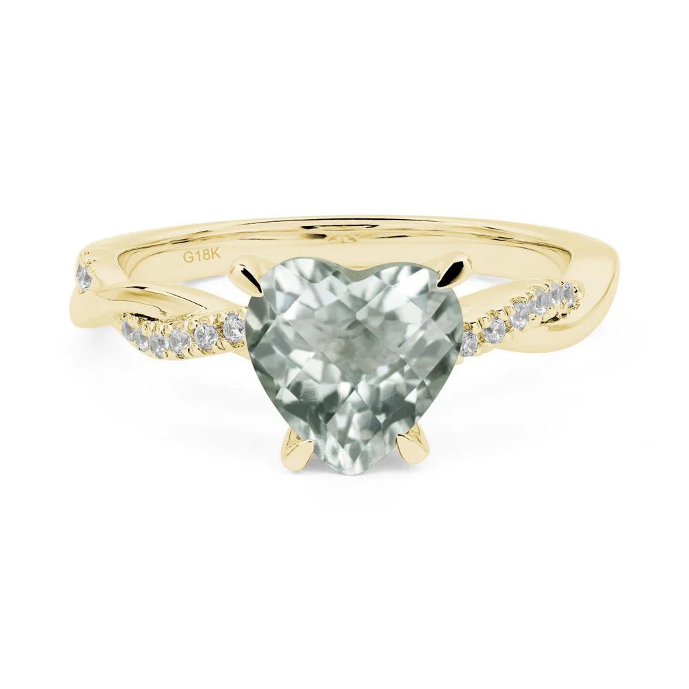 Green Amethyst Twisted Pave Engagement Ring - Image 8