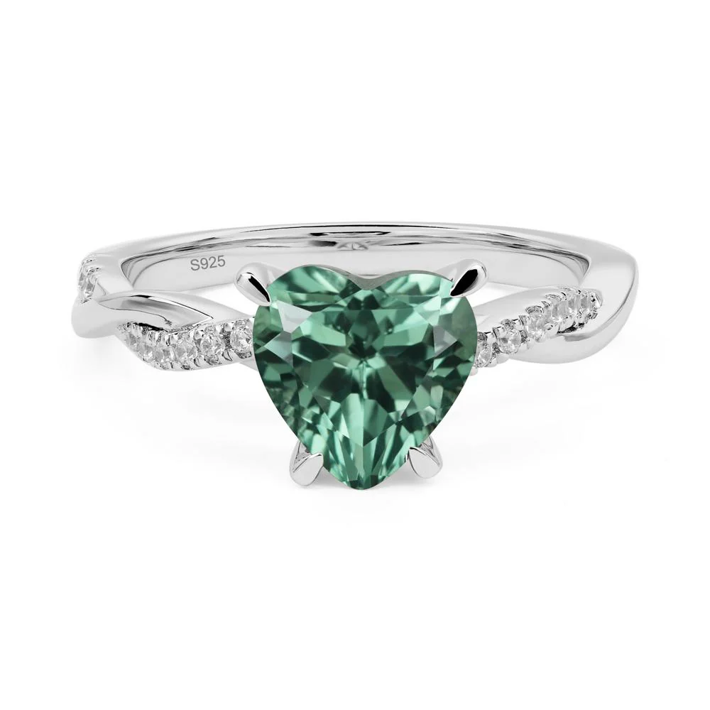 Twisted Heart Shaped Green Sapphire Ring - Image 2