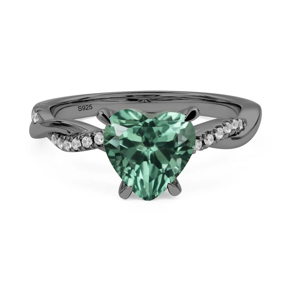 Twisted Heart Shaped Green Sapphire Ring - Image 3