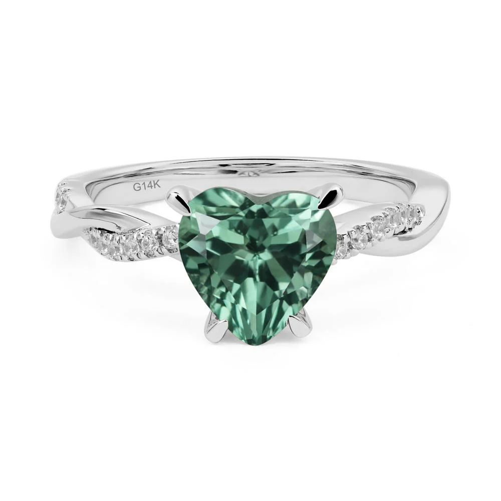 Twisted Heart Shaped Green Sapphire Ring - Image 4