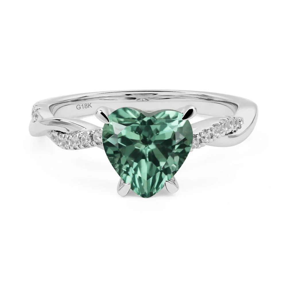 Twisted Heart Shaped Green Sapphire Ring - Image 7