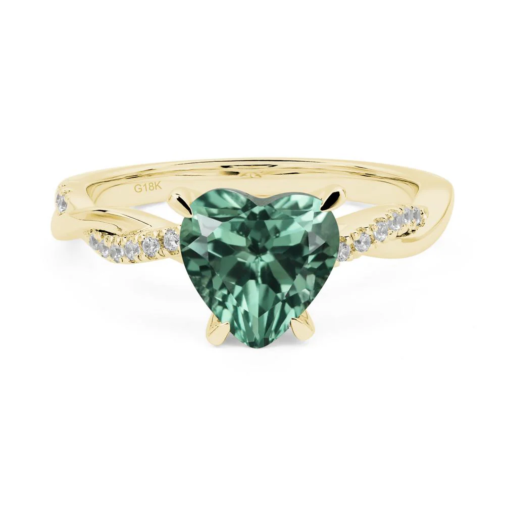 Twisted Heart Shaped Green Sapphire Ring - Image 8