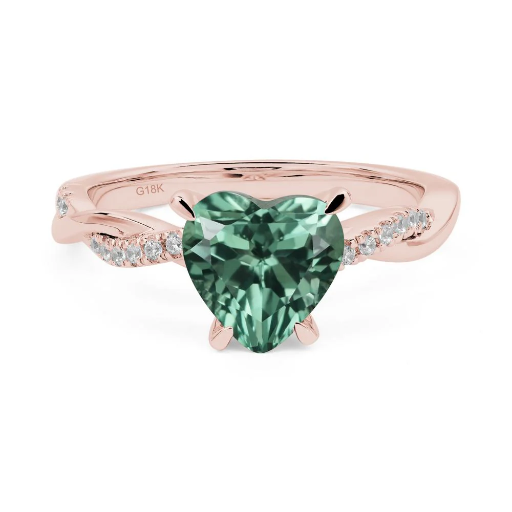 Twisted Heart Shaped Green Sapphire Ring - Image 9