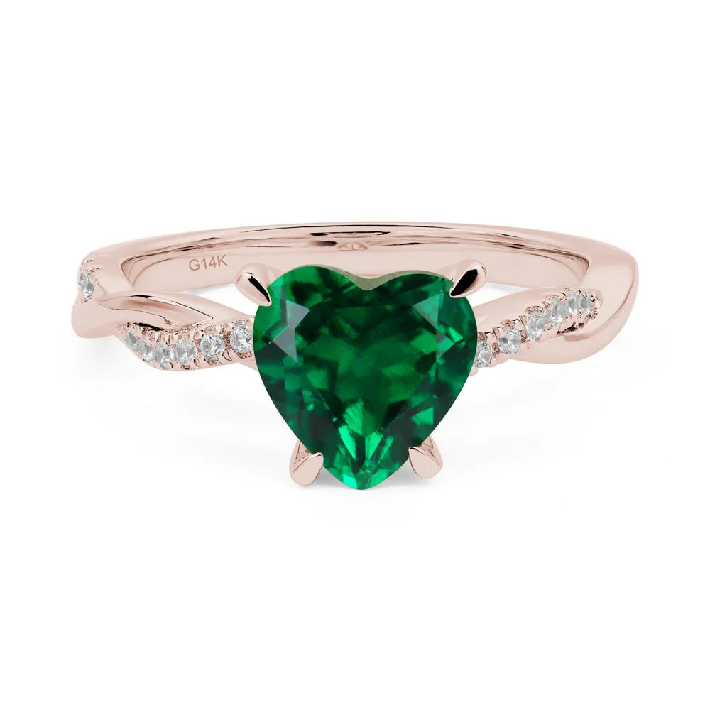 Emerald Heart Twist Ring