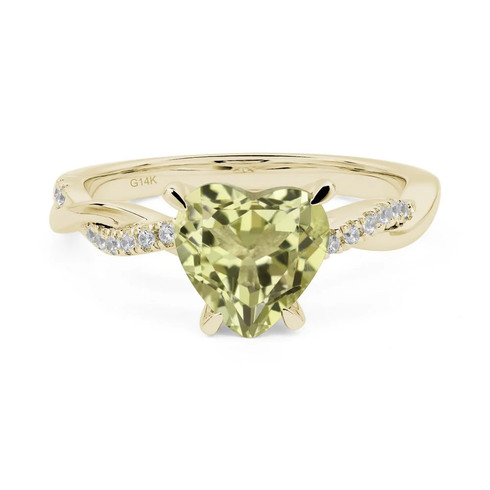 Lemon Quartz Heart Twist Ring