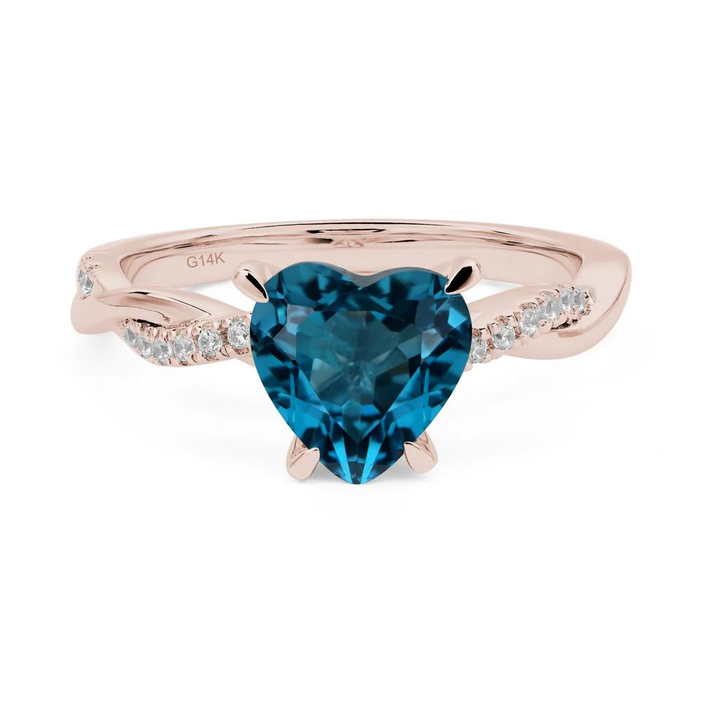 London Blue Topaz Twisted Shank Engagement Ring