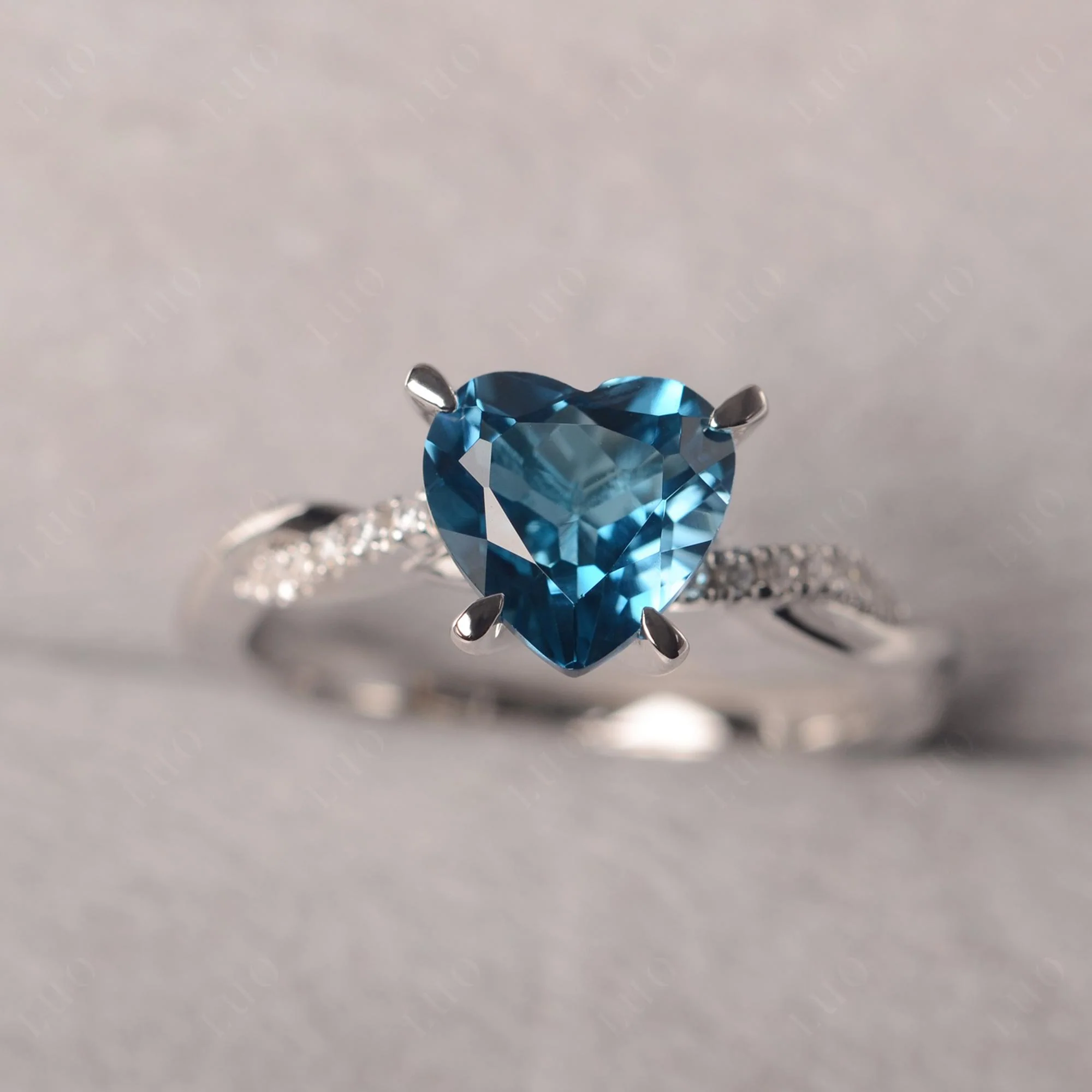 London Blue Topaz Twisted Shank Engagement Ring - Image 10