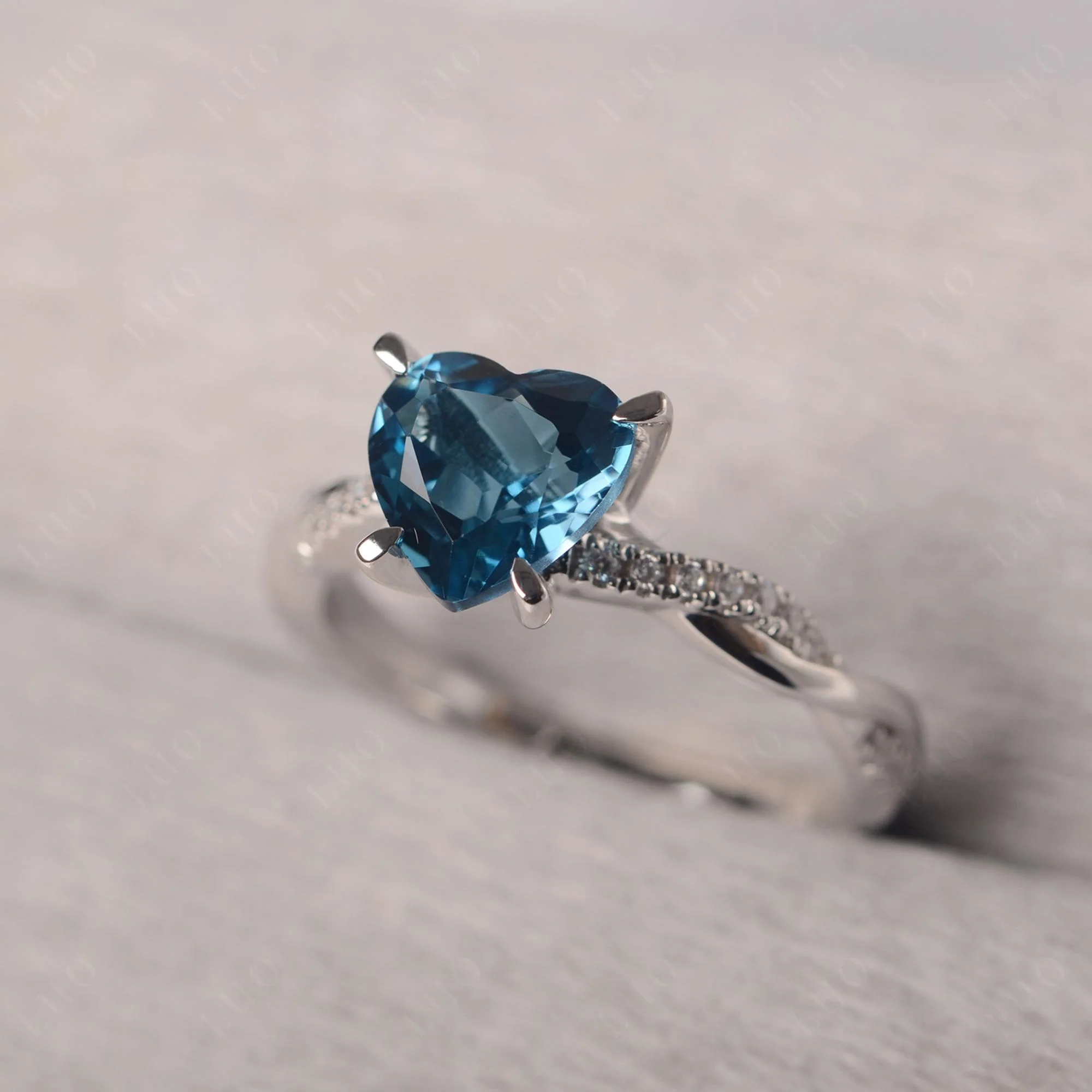 London Blue Topaz Twisted Shank Engagement Ring - Image 11