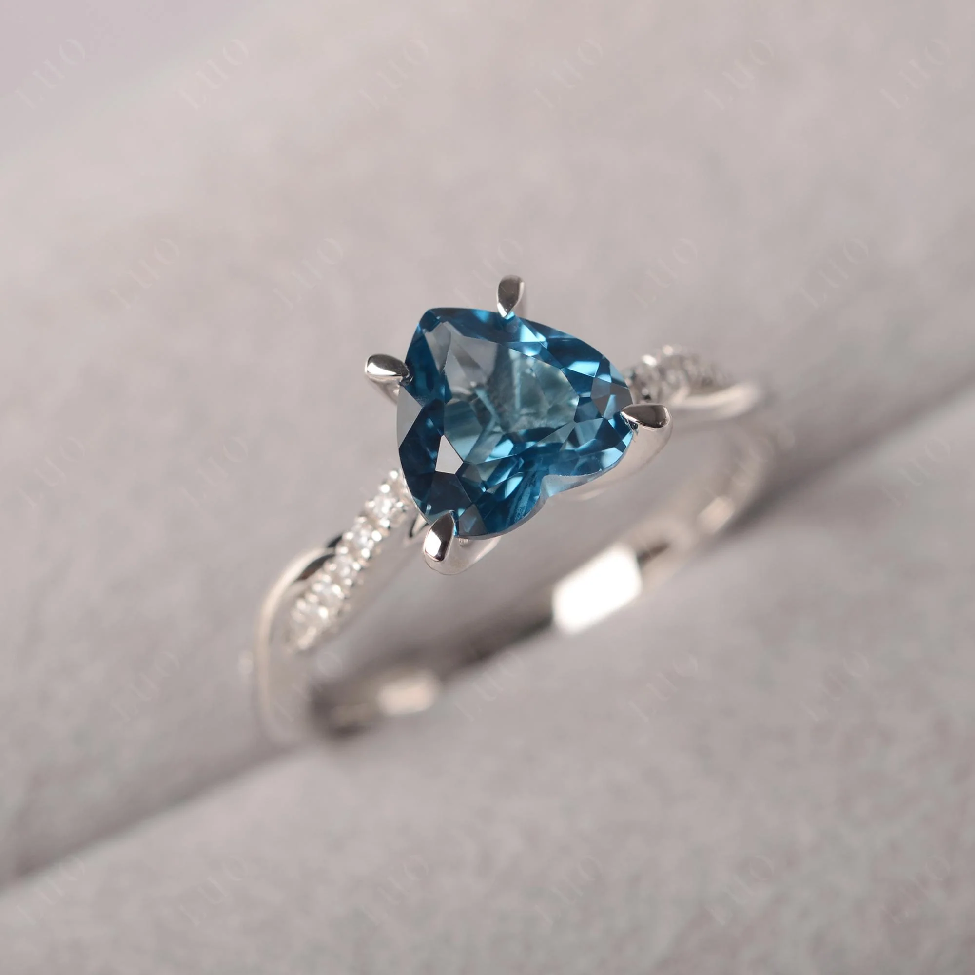 London Blue Topaz Twisted Shank Engagement Ring - Image 12