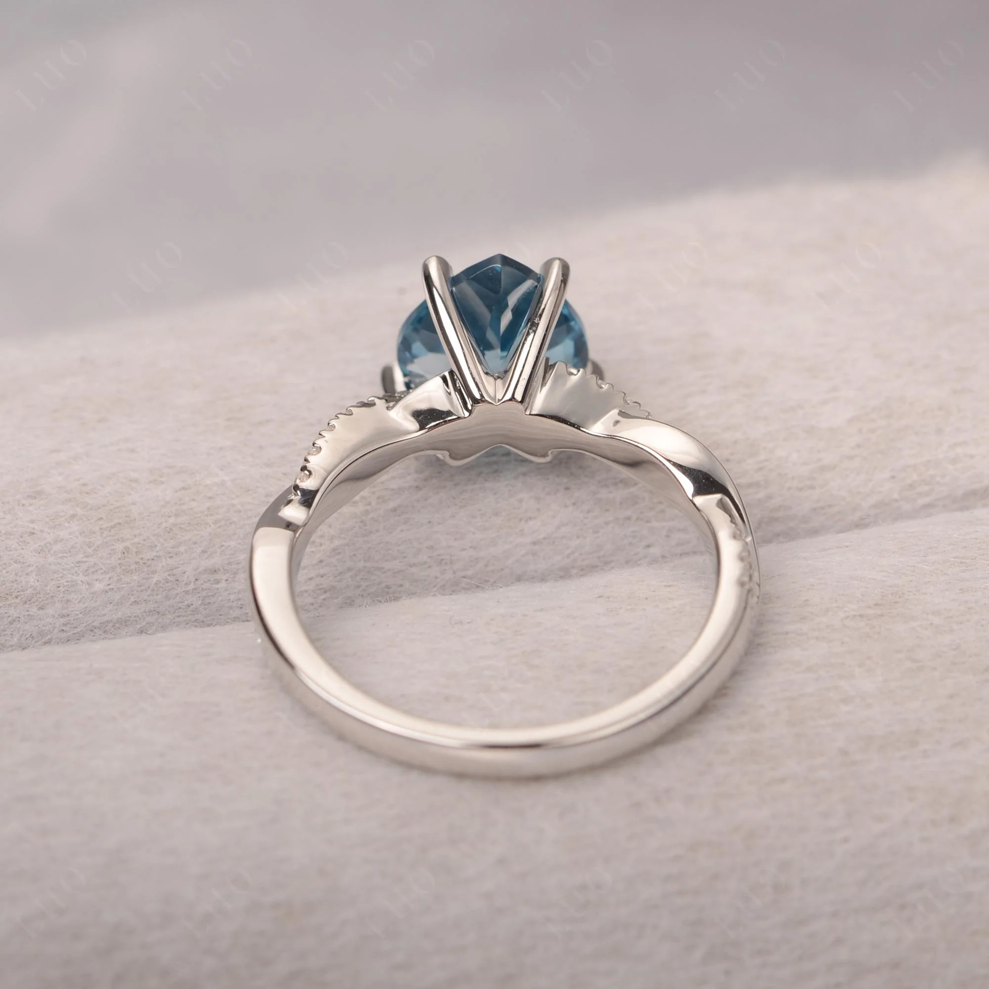 London Blue Topaz Twisted Shank Engagement Ring - Image 13