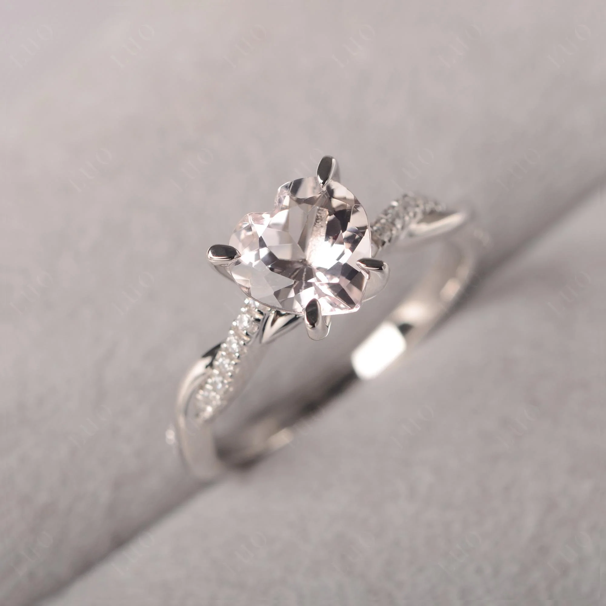 Morganite Twisted Pave Engagement Ring - Image 11