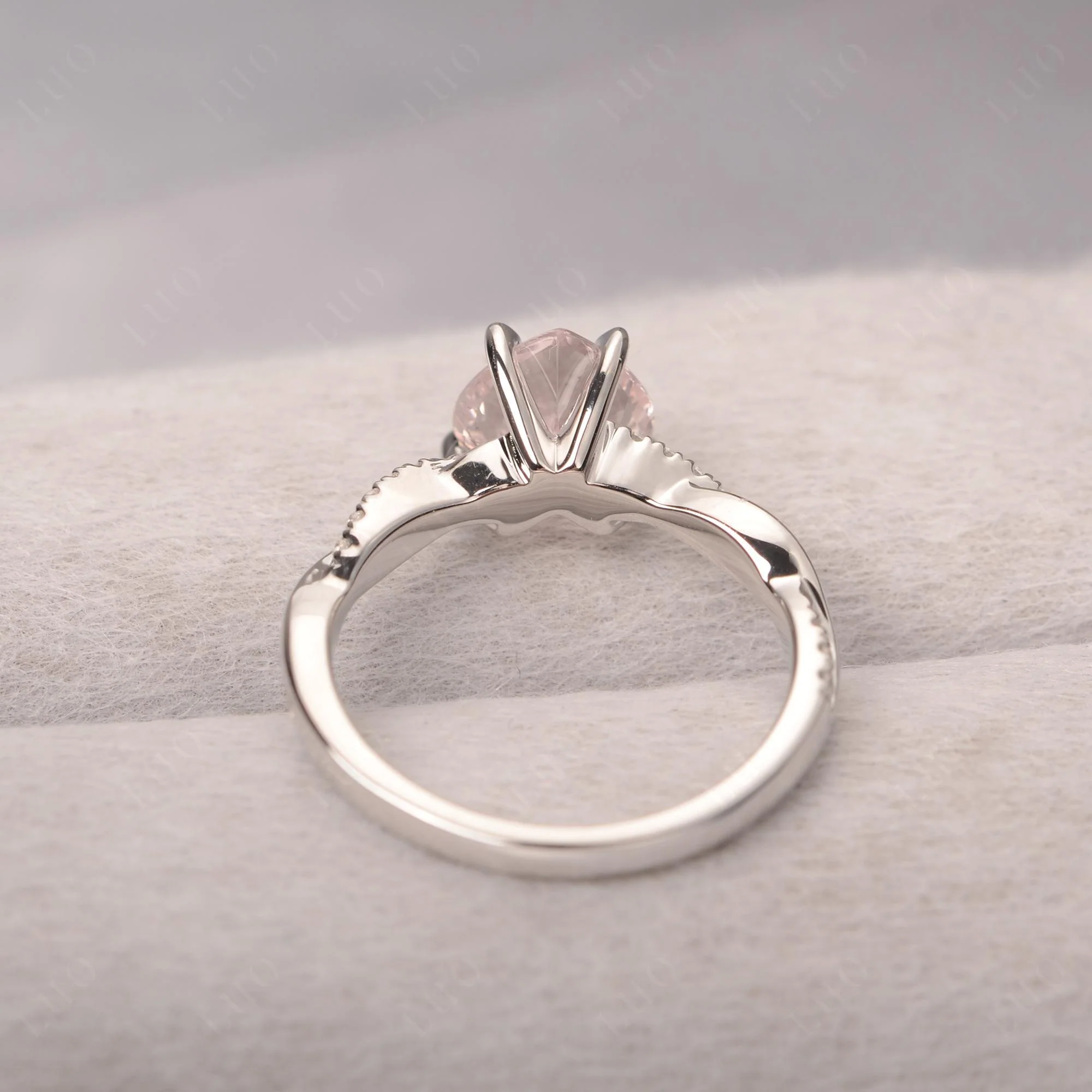 Morganite Twisted Pave Engagement Ring - Image 12