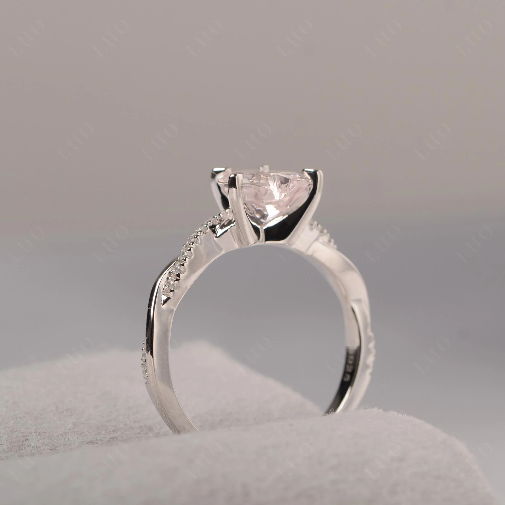 Morganite Twisted Pave Engagement Ring - Image 13