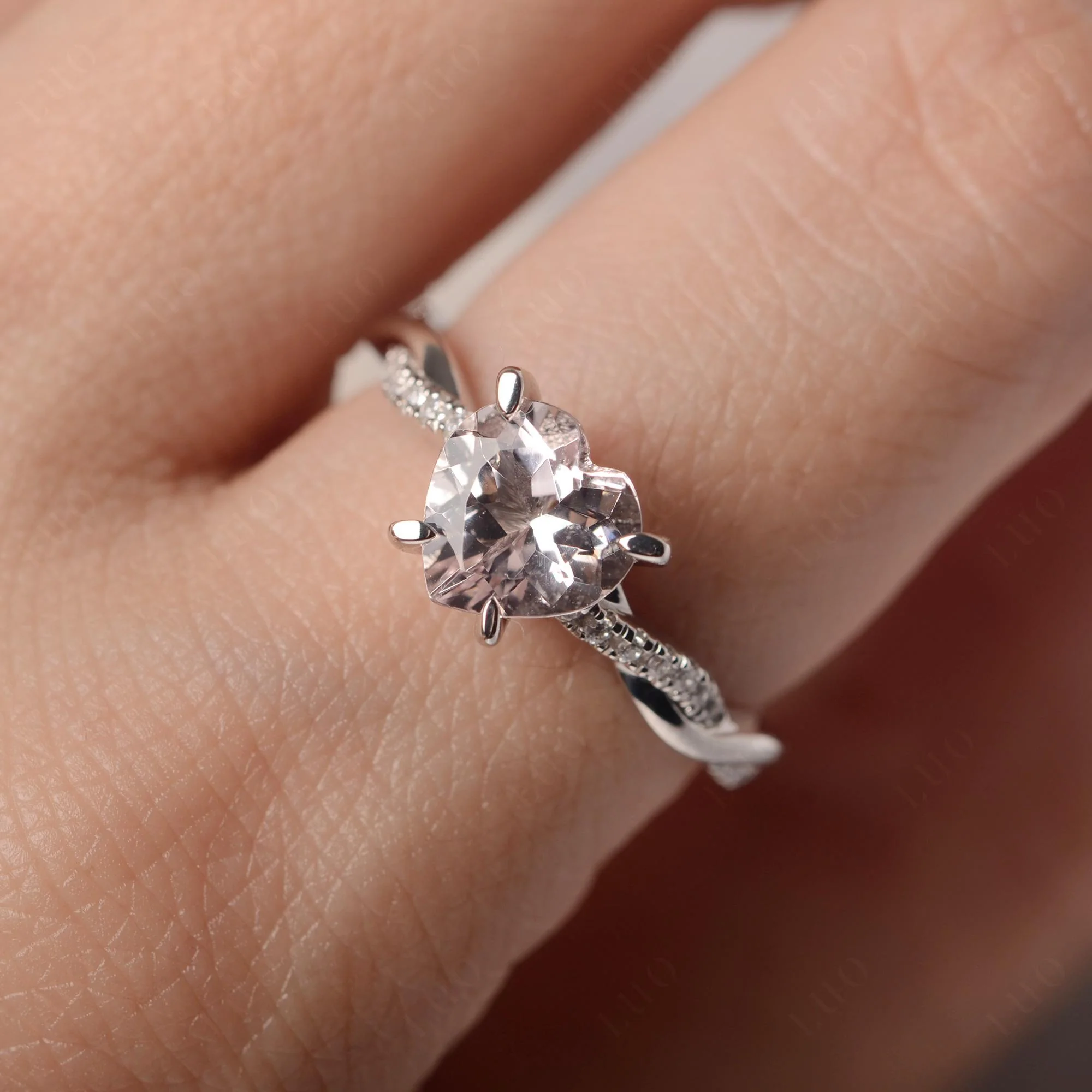 Morganite Twisted Pave Engagement Ring - Image 14